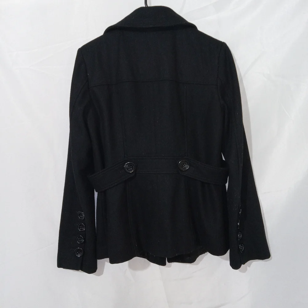 GUESS Jacket Womens Medium Double Breasted Wool Blend Pea Coat Preppy Vintage